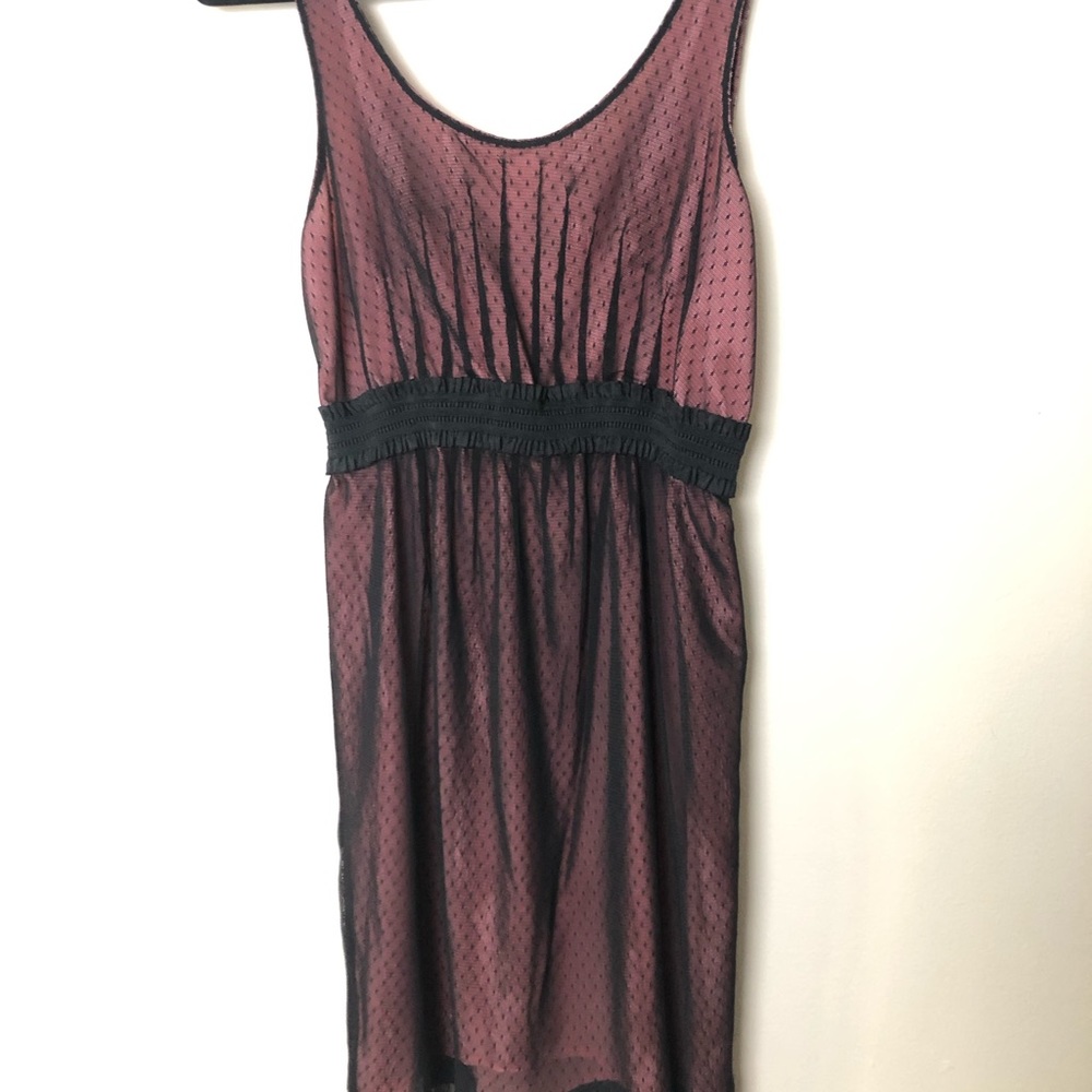 Black Sleeveless Polka Dot Mesh Dress